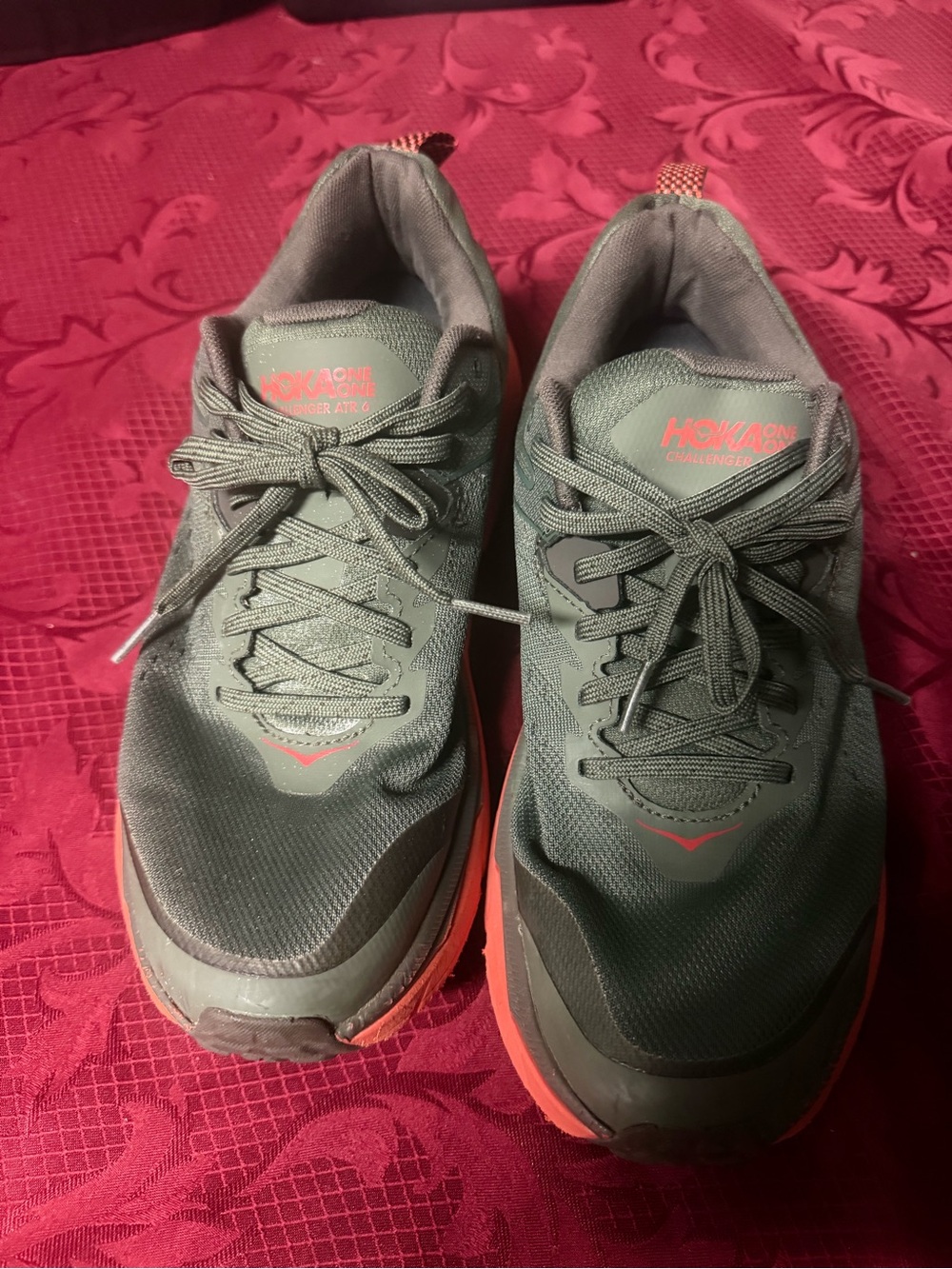 Hoka One One Men's Gray Running Shoes with Coral Accents